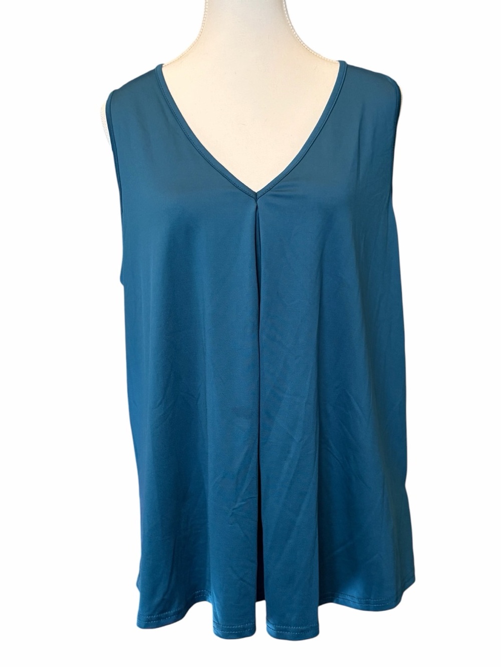 Sleeveless V-Neck Teal Top